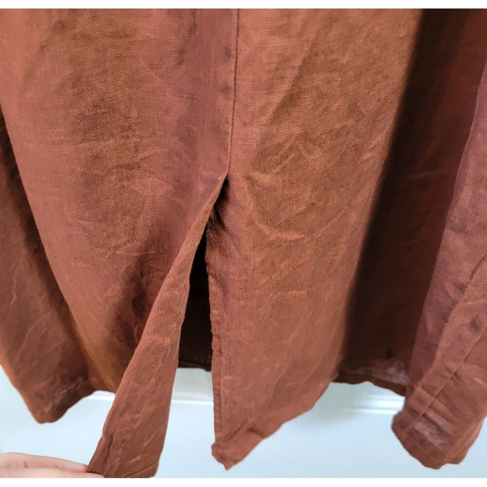 Quince 100% European Linen Scoop Neck Midi Dress Size S Chocolate Brown - Picture 9 of 9